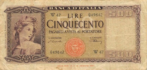 Italy 500 lire 8 - , 8.18.1947