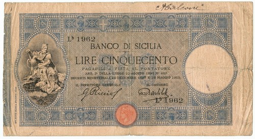 500 lire banco sicilia - 500,