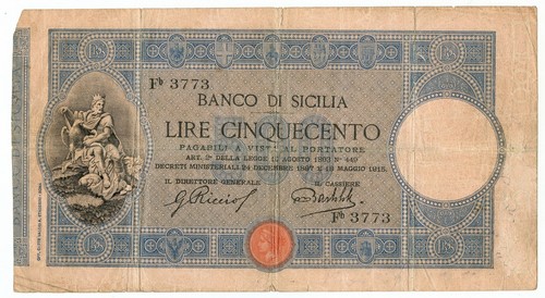 500 lire banco - banco, sicilia